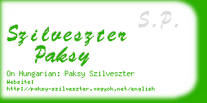 szilveszter paksy business card